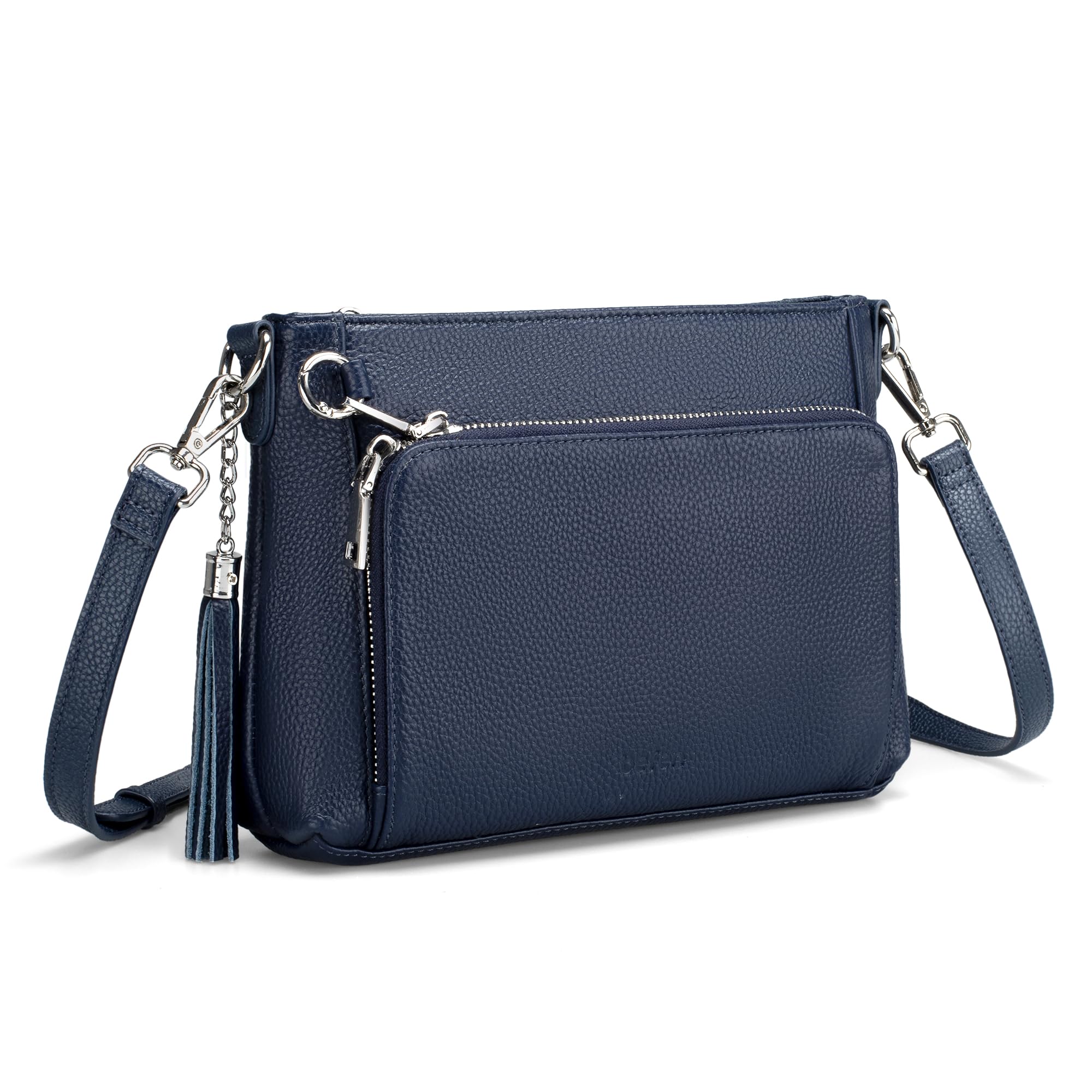 befen Bolsos cruzados de piel auténtica para mujer, pequeños bolsos de hombro antirrobo para mujer con bloqueo RFID, cartera integrada