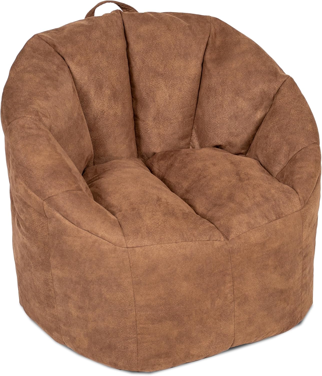 Big Joe Milano Bean Bag Chair for Kids, Teens, Adults, Chestnut Vegan Suede, Lightweight Seat for Reading Nook and Gaming, 2.5 Foot Refillable