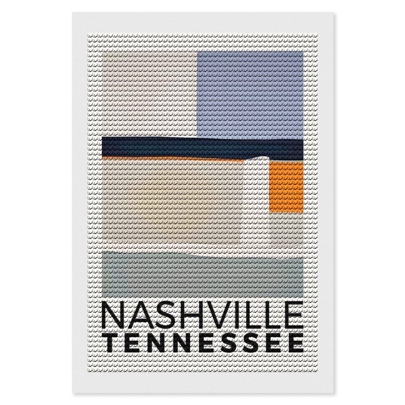 Junmoney Nashville Tennessee Diamond Art Kit 8"x12", for Beginners, Vintage Style Decor, Good for Quiet Evenings, Festive Craft Gift