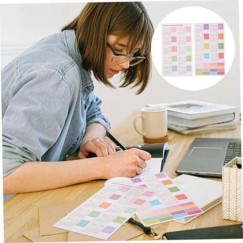 Miniatura 6 de BESTOYARD 20 hojas de calcomanías de calendario de bricolaje 2023 mensual DIY índice de etiqueta de planificación, pestañas de índice índice índice