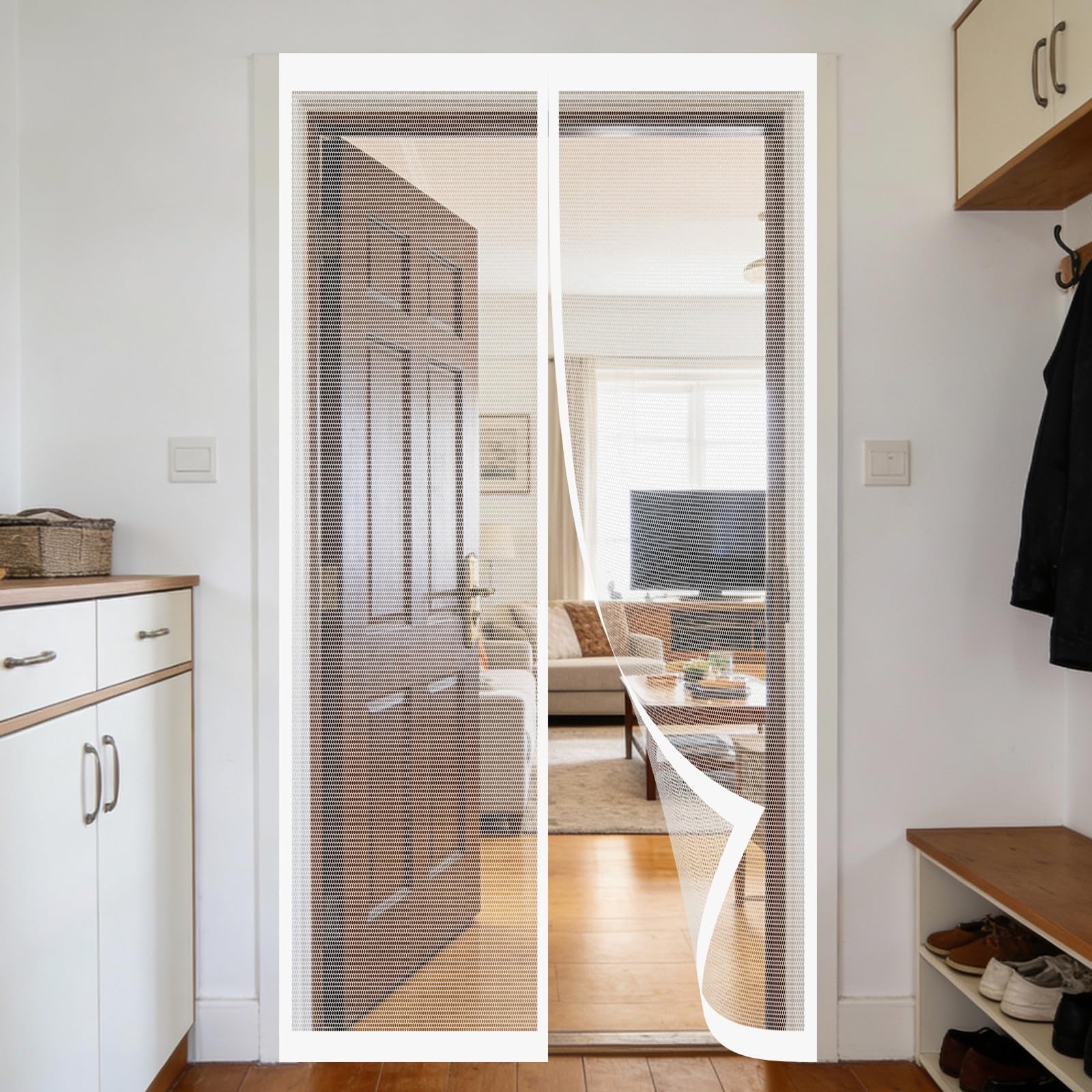 Moustiquaire magnétique 310 x 110 cm blanc pour porte et couloir