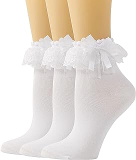 Women Ankle Socks,Lace Ruffle Frilly Comfortable Princess Socks Lace Socks