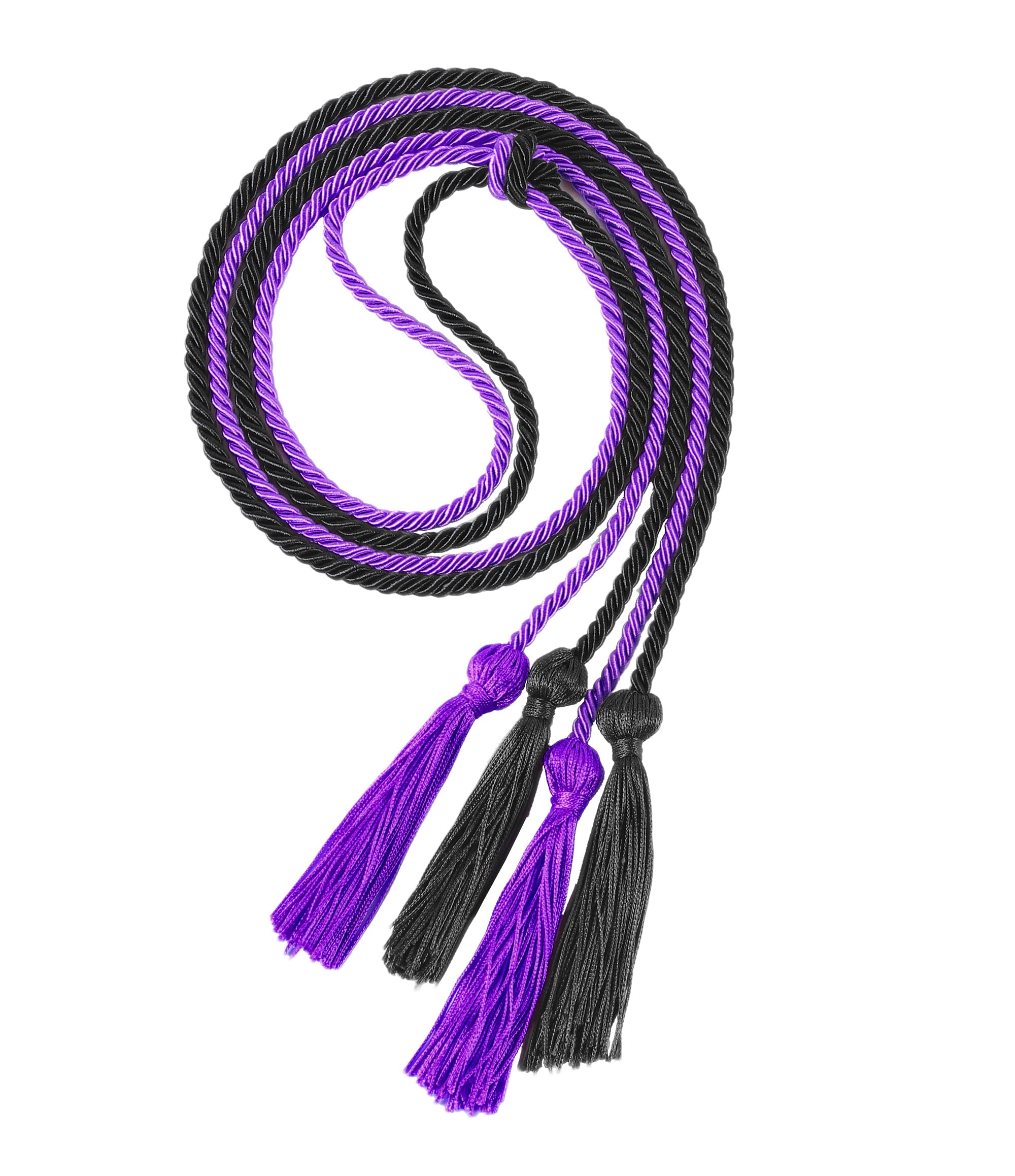 Double Graduation Honor Cords - Black and Purple,68" Long