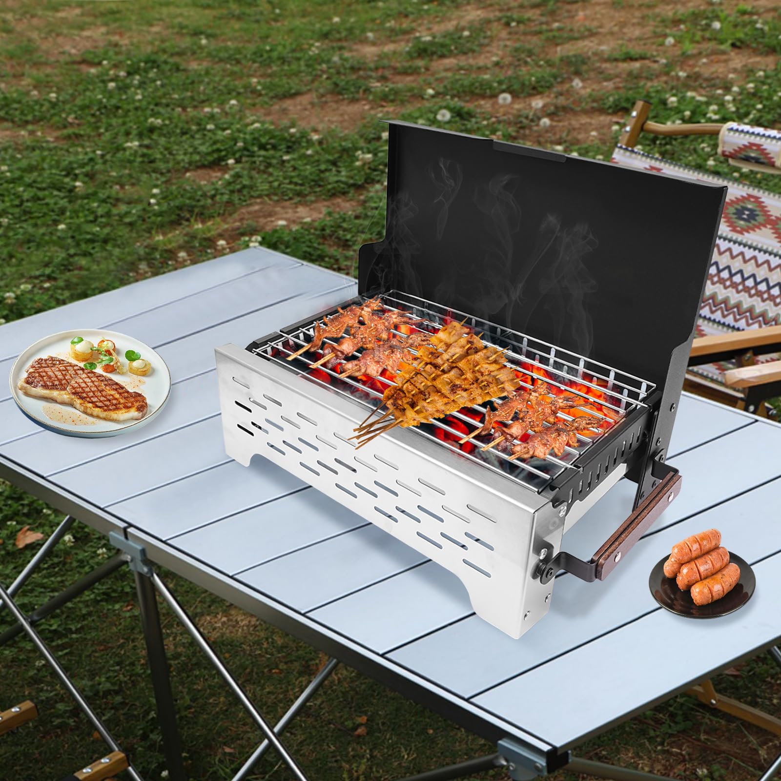 Amazon.com: New Portable Camping Easy Charcoal Flip Folding BBQ