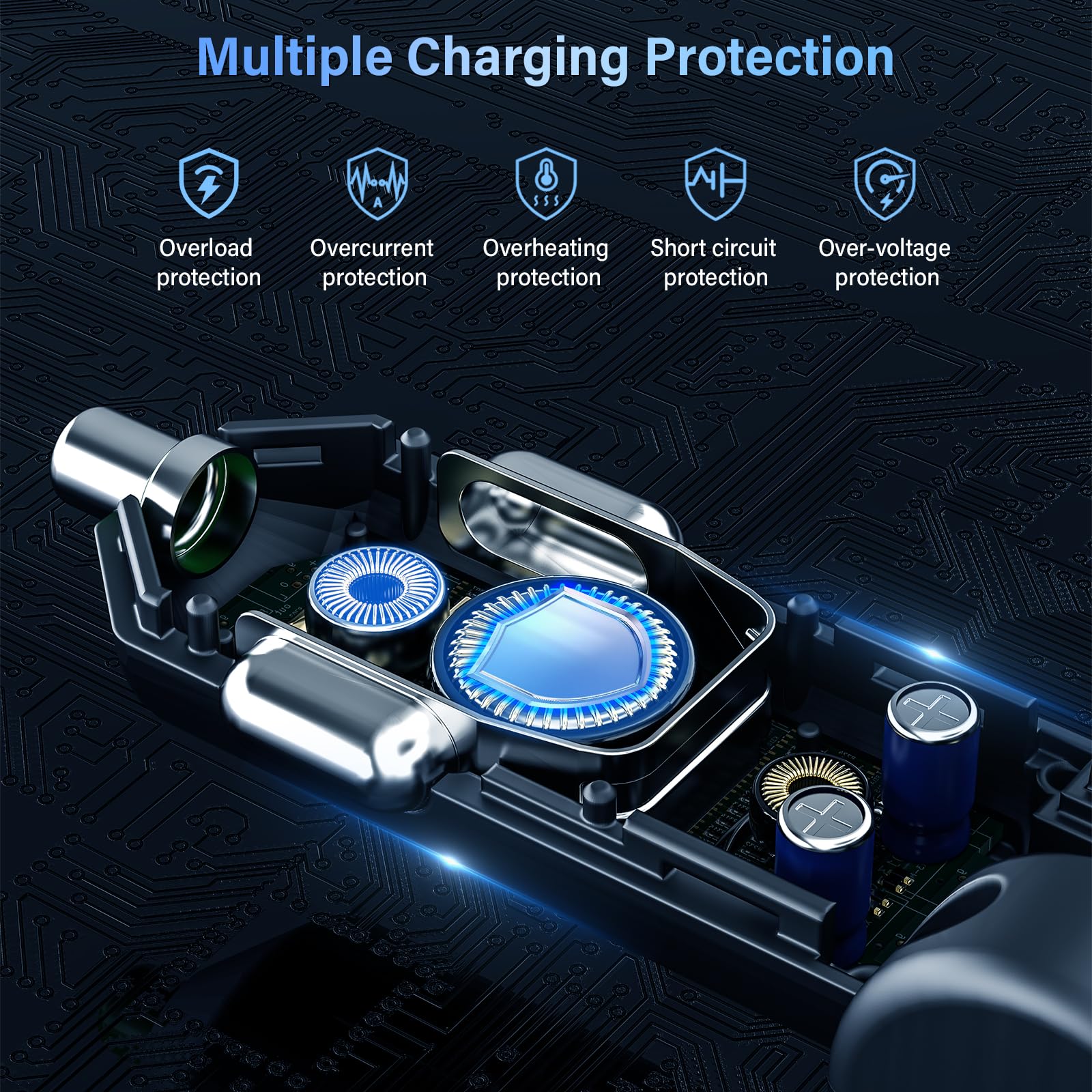 Ładowarka samochodowa USB C 4 w 1, 69 W, ładowarka samochodowa z 2 wysuwanymi kablami (typ C i Lightning), adapter USB do gniazda zapalniczki samochodowej ze światłem LED, obracany o 180°, szybkie