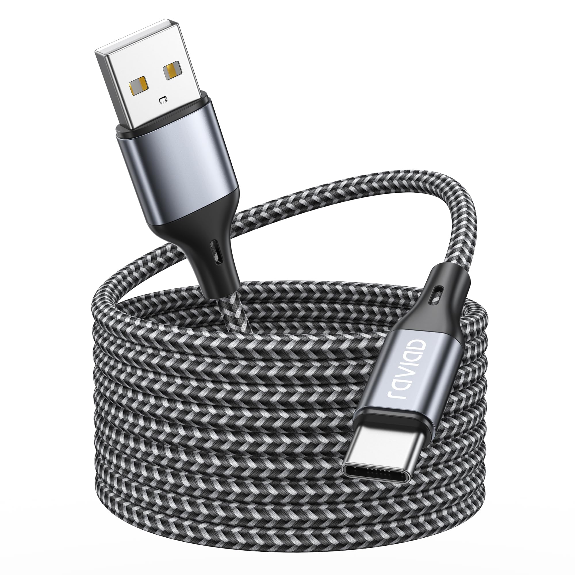 RAVIAD Cavo USB Type-C [5M] Cavo USB C Ricarica Rapida Nylon Intrecciato | Cavo Type C per Phone 17/16/15, Galaxy S25/S24/ S23/S22/S21/S20/A50/A70, Mi 11t, Redmi Note, Realme