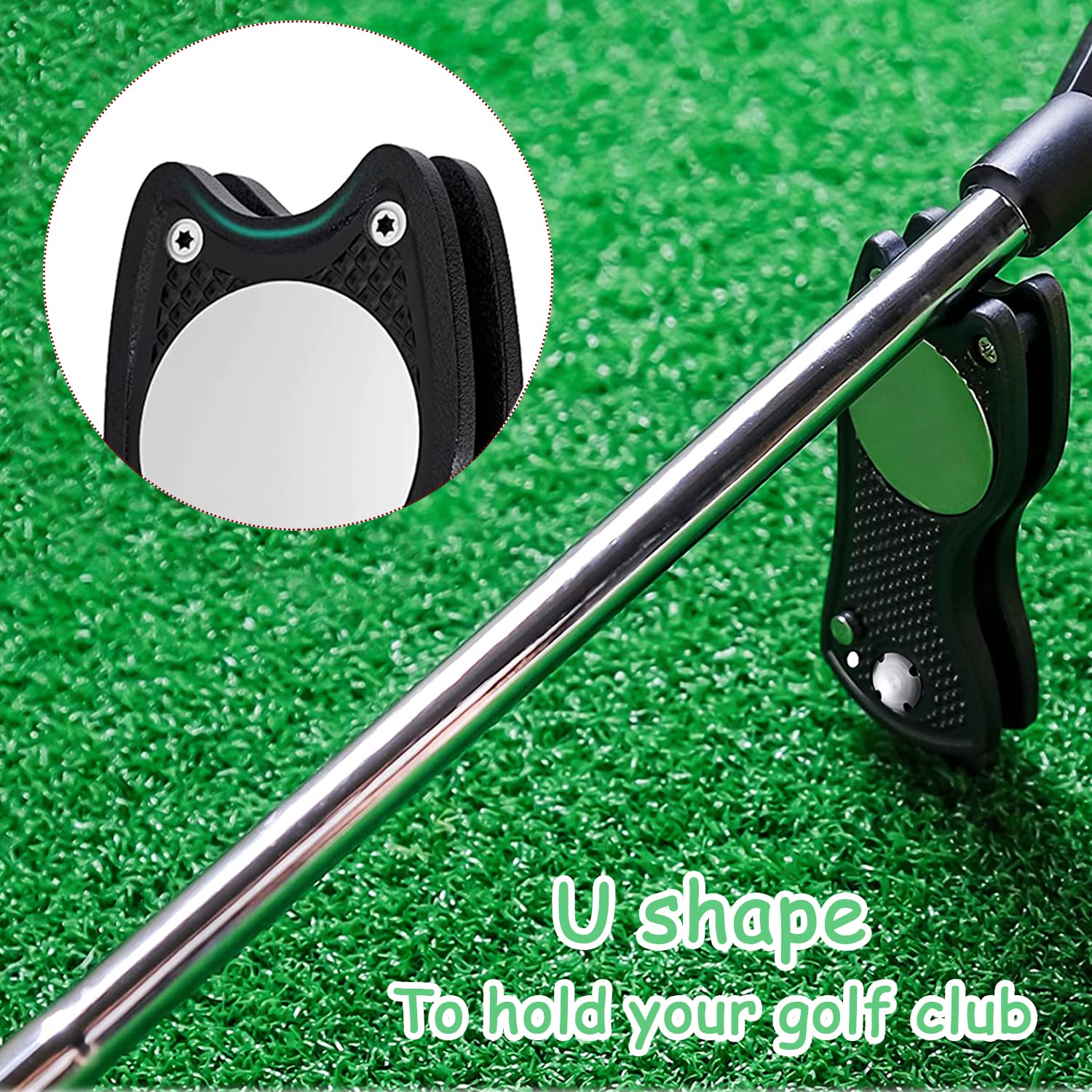 Forchetta da golf 2 pezzi in acciaio inox per riparazione volante con marcatore a palloni