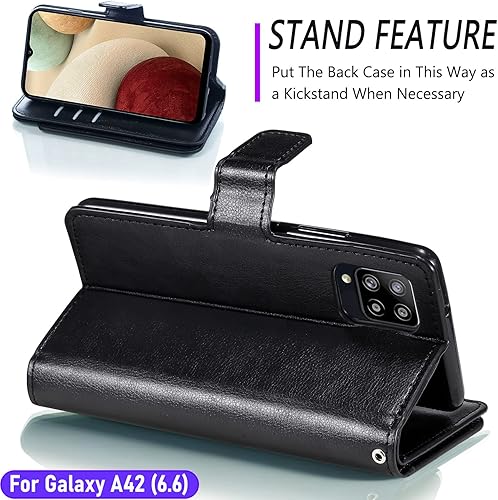 Miniatura 4 de LMDAMZ Funda tipo cartera para Galaxy A42 (5G) de 6.6 pulgadas 3+ ranuras para tarjetas Tarjeta de visita de identificación, ranura para tarjetas de