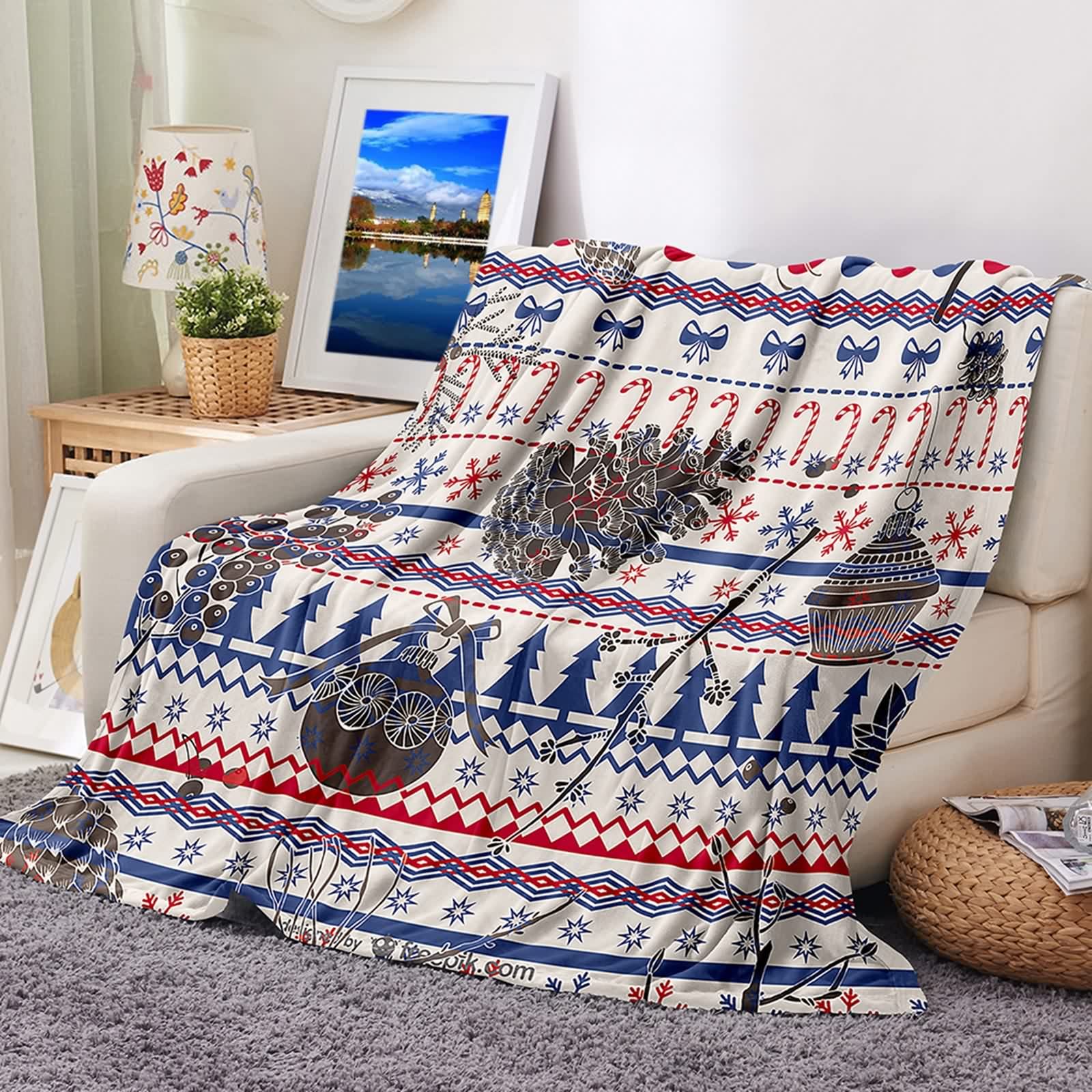 Couverture de lit polaire flannel KnSam plaid canapé douce 100x150cm