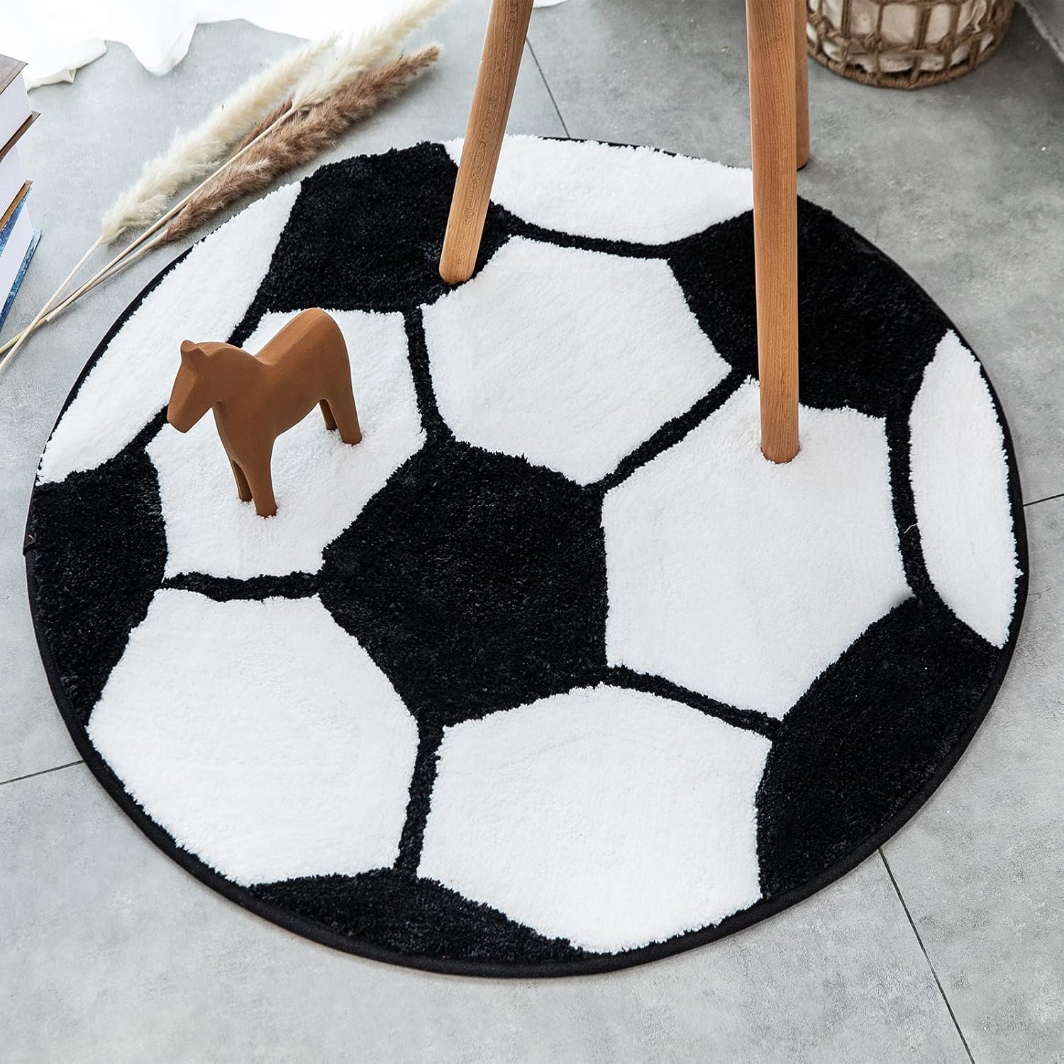 Alfombra Infantil Lavable Antideslizante Alfombra Suave Niños, para Sala de Juegos, Guardería, Sofá Silla Cojín, Decoración de Habitación, 120cm, Fútbol