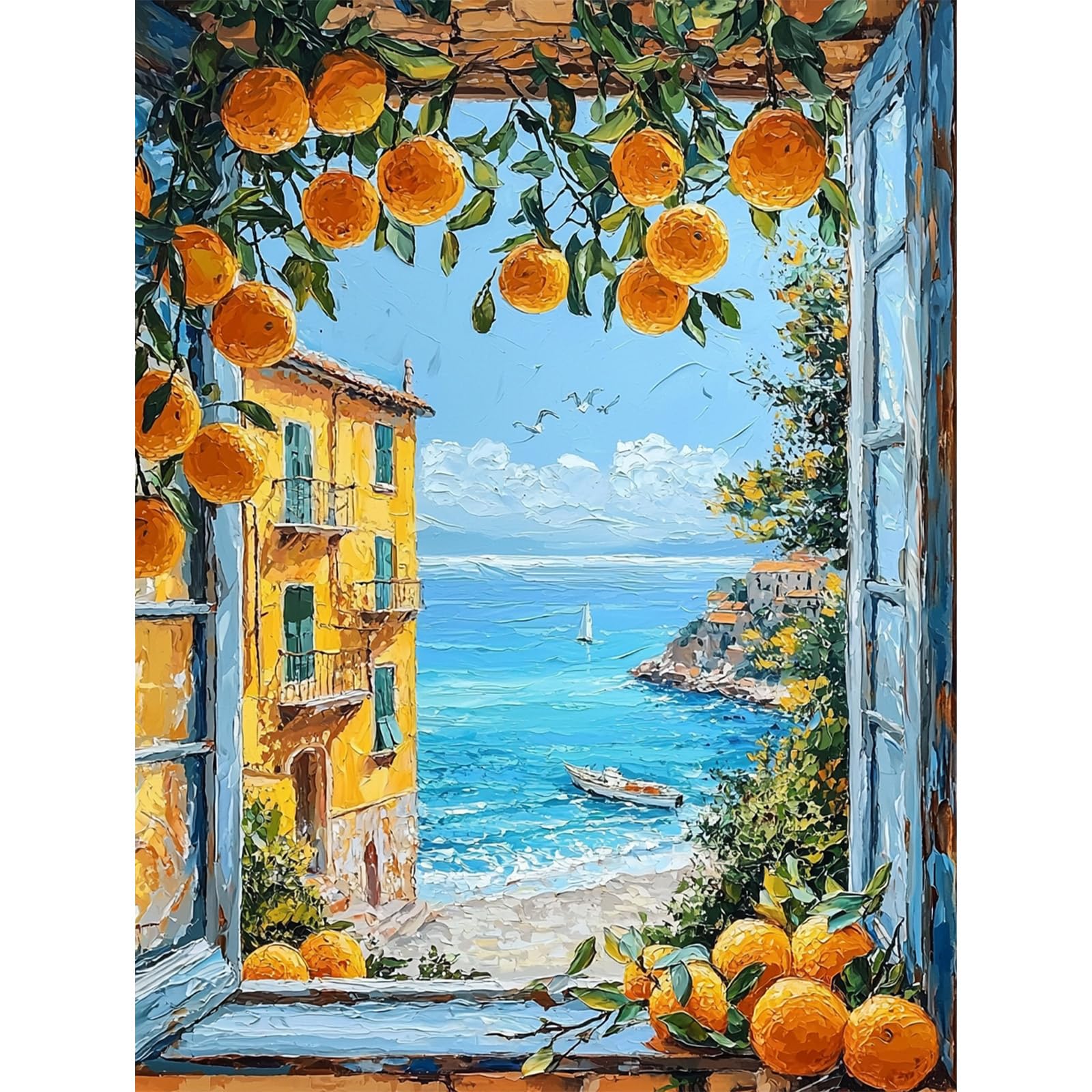 QENSPE Paint by Numbers for Adults - 12x16 Inch Lemon Paint by Numbers Canvas Kits for Students Beginner Without Frame, Landscape Acrylic Oil Painting DIY Craft for Gift Home Wall Decor — image 1