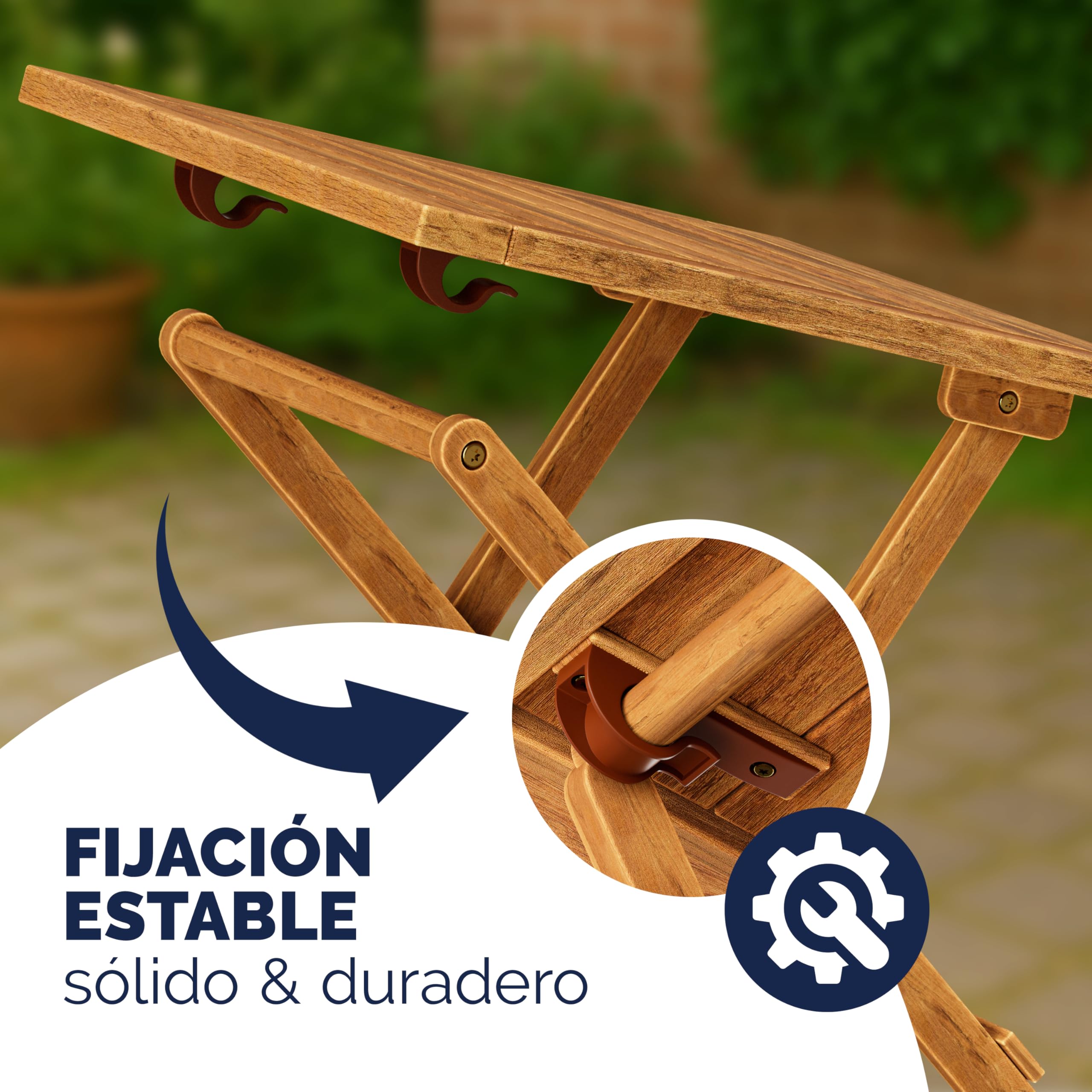 Casaria® Mesita de Jardín de Madera de Acacia 46x46cm Carga hasta 80kg Estable Resistente Intemperie Mesa Auxiliar Plegable Exterior Balcón Terraza Patio