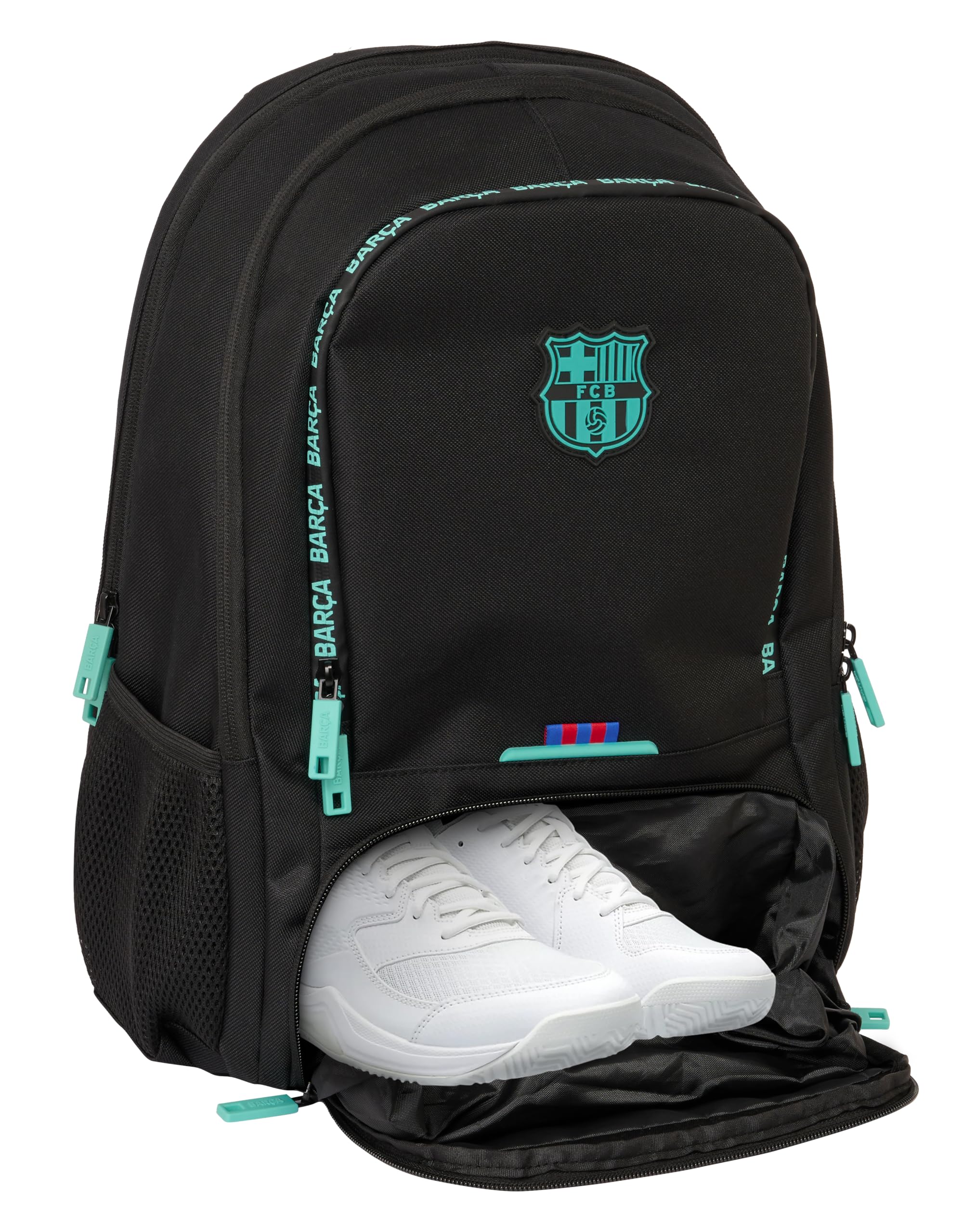 SAFTA F.C. Barcelona 3ª EQUIPACIÓN - Mochila para Pádel, Mochila de Deporte, Ideal para Diferentes Edades, Cómoda y Versátil, Calidad y Resistencia, 30x17x42 cm, Color Negro