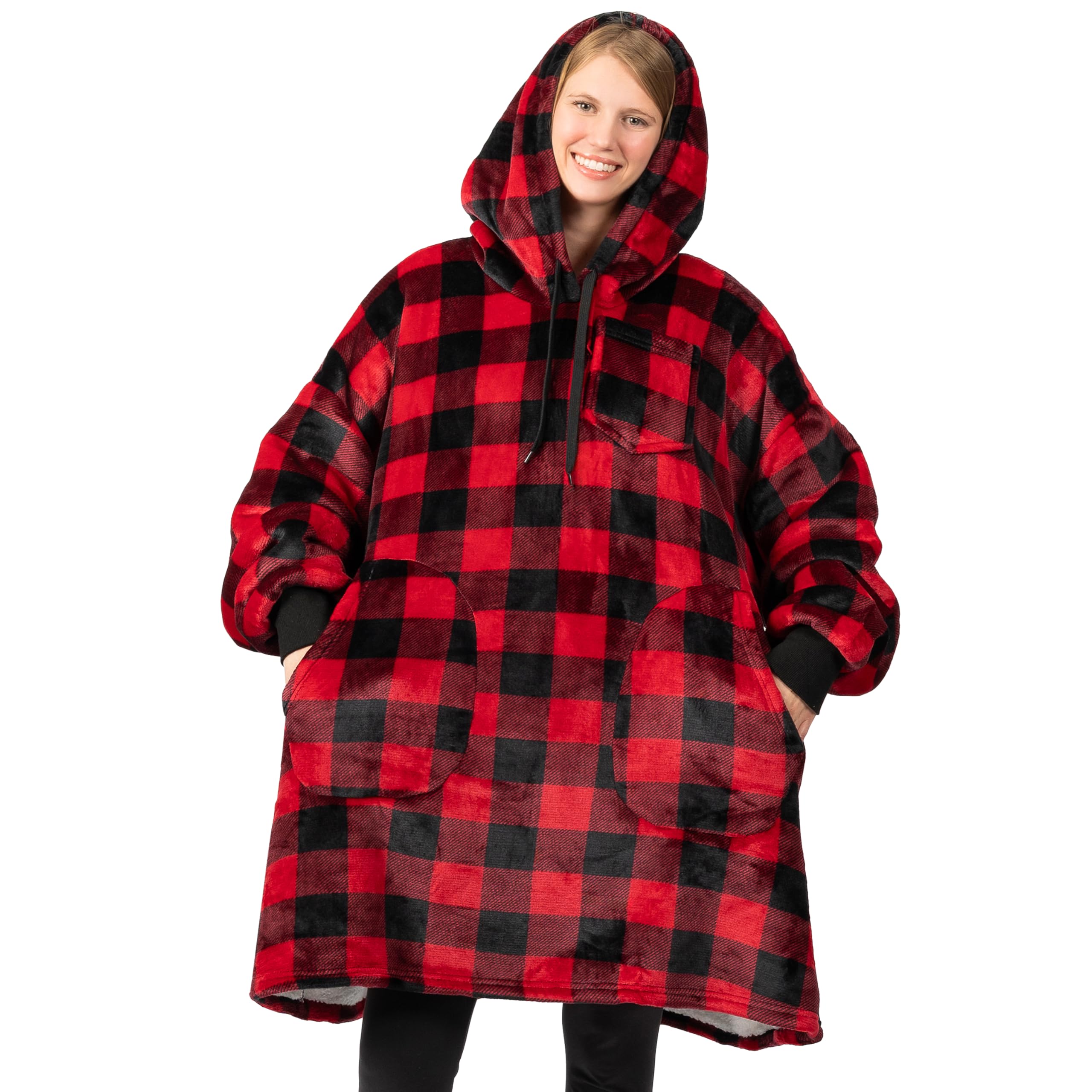 PAVILIA Blanket Hoodie for Women, Sherpa Wearable Blanket Men, Oversized Sweatshirt Blanket, Fleece Hooded Blanket Sweater