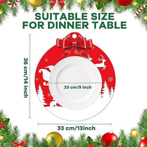 Miniatura 2 de Juego de 6 manteles individuales redondos de plástico, lavables, de plástico, para decoración de temporada, invierno, vacaciones, para regalo,