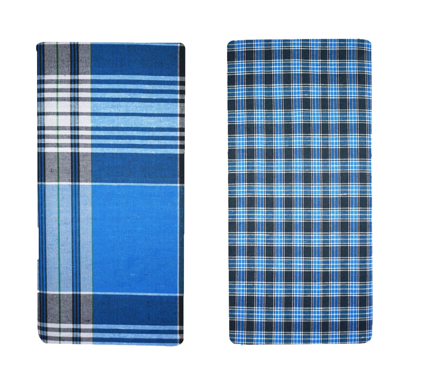 blue leaf Men's Regular Fit Premium Cotton Solid Lungi - (2082_Assorted_2.25 Meters) Combo Pack of 5-picture-37