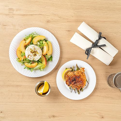 Miniatura 11 de Moderna - Platos desechables de alta calidad de 7 pulgadas, 200 platos redondos de plástico para fiestas, patrón de ondas, platos llanos de plástico