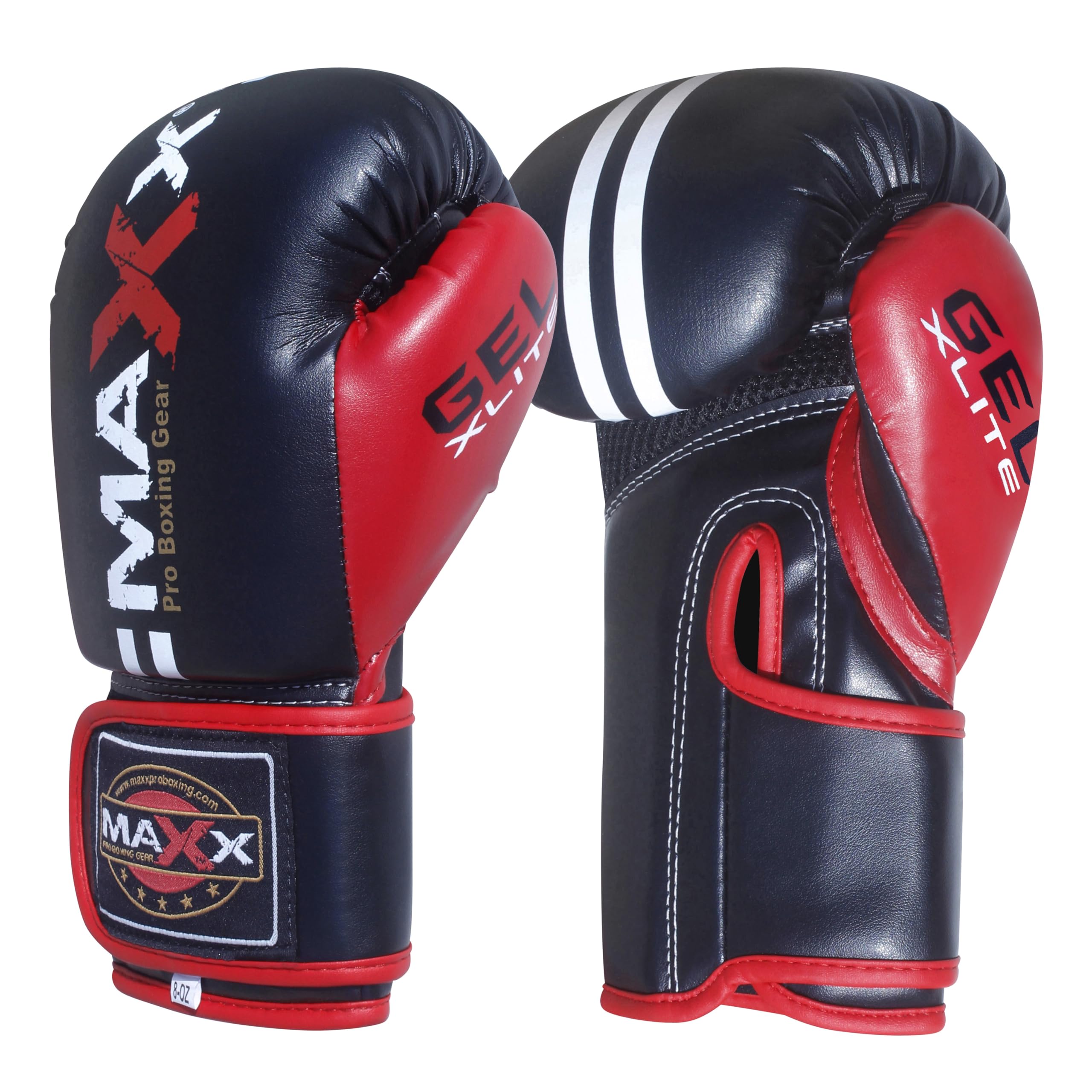 Maxx kids Boxing Gloves Women Boxing Gloves Rex Leather Martial Art Gloves, Muay Thai MMA Kickboxing Kids Bag Punching Training Gloves 4 6 8 Oz (Black Red, 4oz)