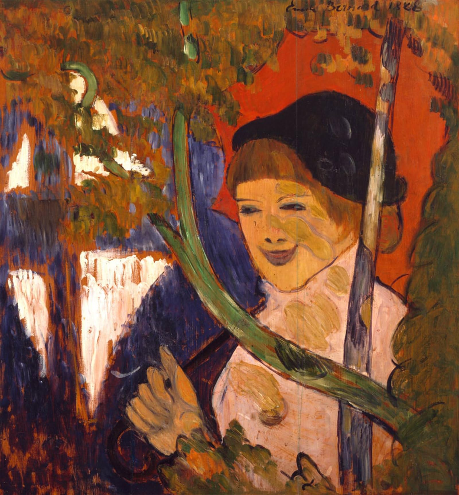 ARTXLXXBN Famous Prints Artwork Pictures Poster Painting Art Breton Girl with a Red Umbrella by Emile Bernard Artwork Landscape Pictures for Home Decor 60x90cm