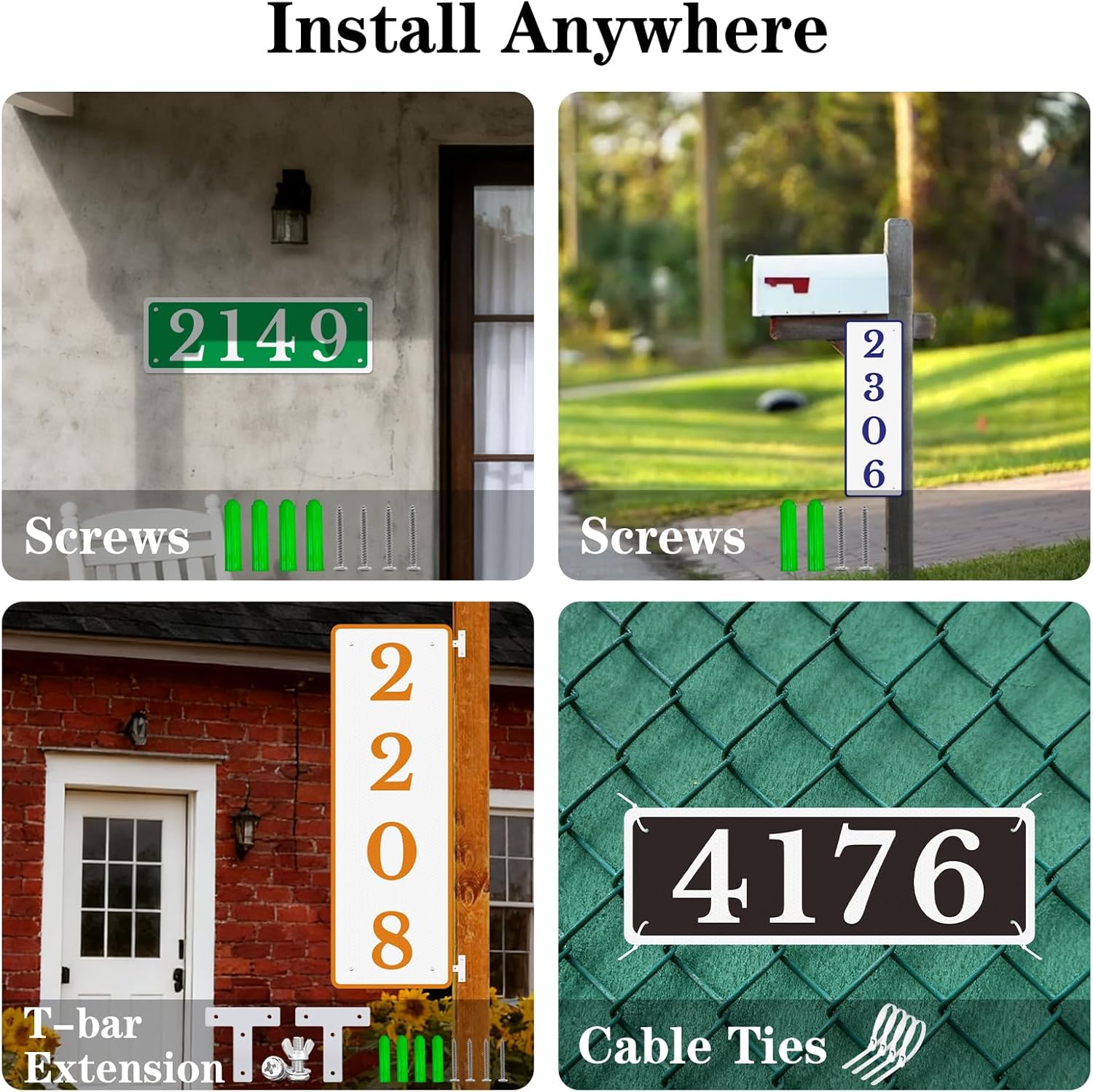 Custom Mailbox Address Plates, Reflective Address Markers, Meticulously Crafted From Solid Aluminum Plate. Suitable for Gardens, Mailboxes, Fences, or Any Location Requiring Address Identification.(Vertical )