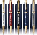 Ancolo Ensemble cadeau de bureau de stylos personnalisés - 5 Stylos à gants 10 extra Black Recharges Corps en métal gravé avec votre message Noms personnels Numéro de téléphone, Cadeau pour les Affaires Bureau Colleague Amis