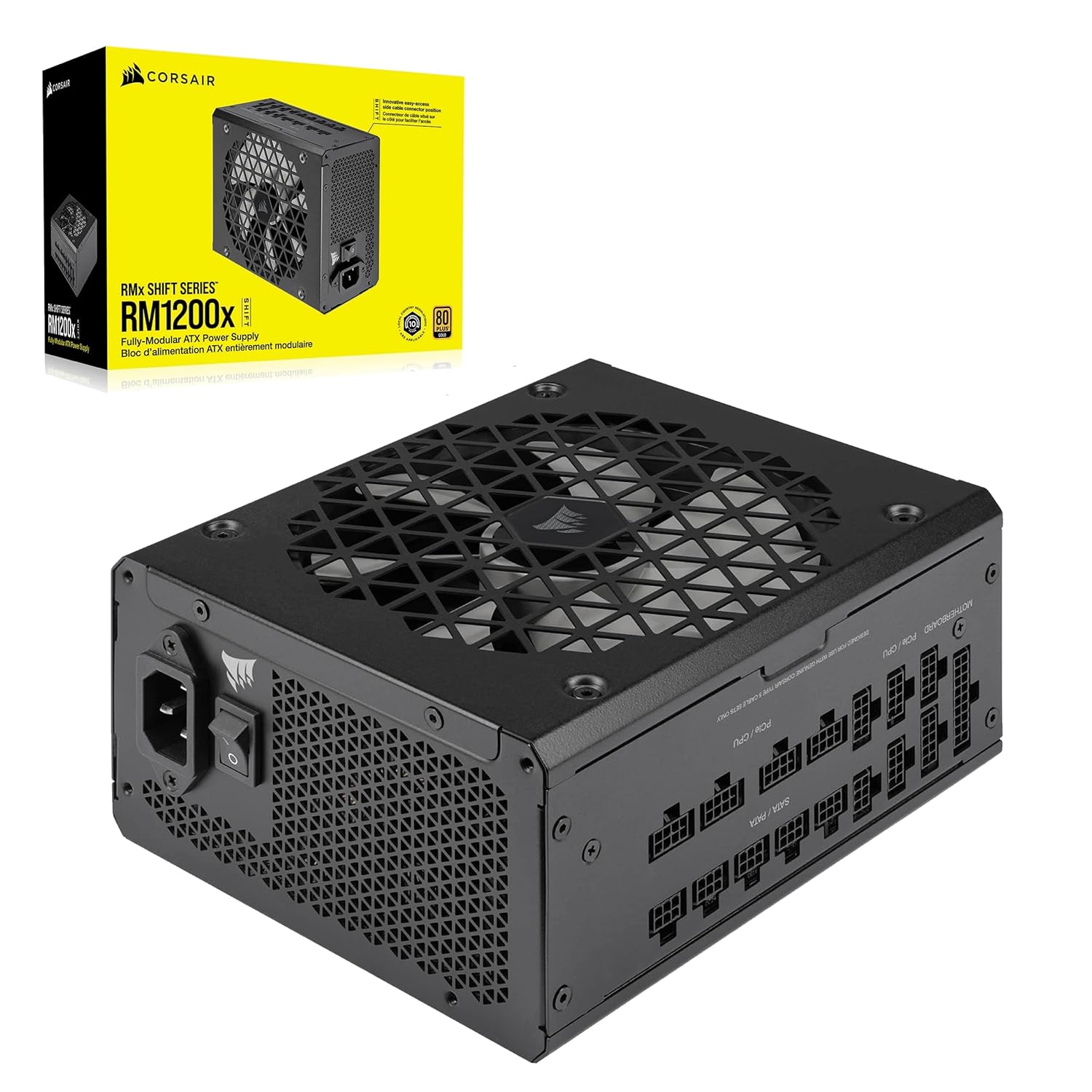 Corsair RM1200x Shift Fully Modular ATX Power Supply – Modular Side Interface – ATX 3.0 & PCIe 5.0 Compliant – Zero RPM Fan Mode – 105°C-Rated Capacitors – 80 Plus Gold Efficiency – Black Corsair RM1200x Shift Fully Modular ATX Power Supply – Modular Side Interface – ATX 3.0 & PCIe 5.0 Compliant – Zero RPM Fan Mode – 105°C-Rated Capacitors – 80 Plus Gold Efficiency – Black