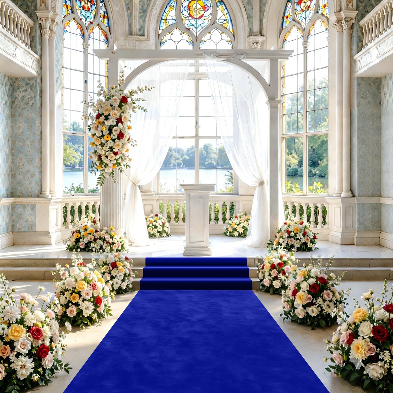 FUHSY Carpet Runner for Party Blue Aisle Runner for Wedding Ceremony 5x20 FT Wedding Floor Runner for Church Aisle Runners for Weddings Birthday Prom Decorations