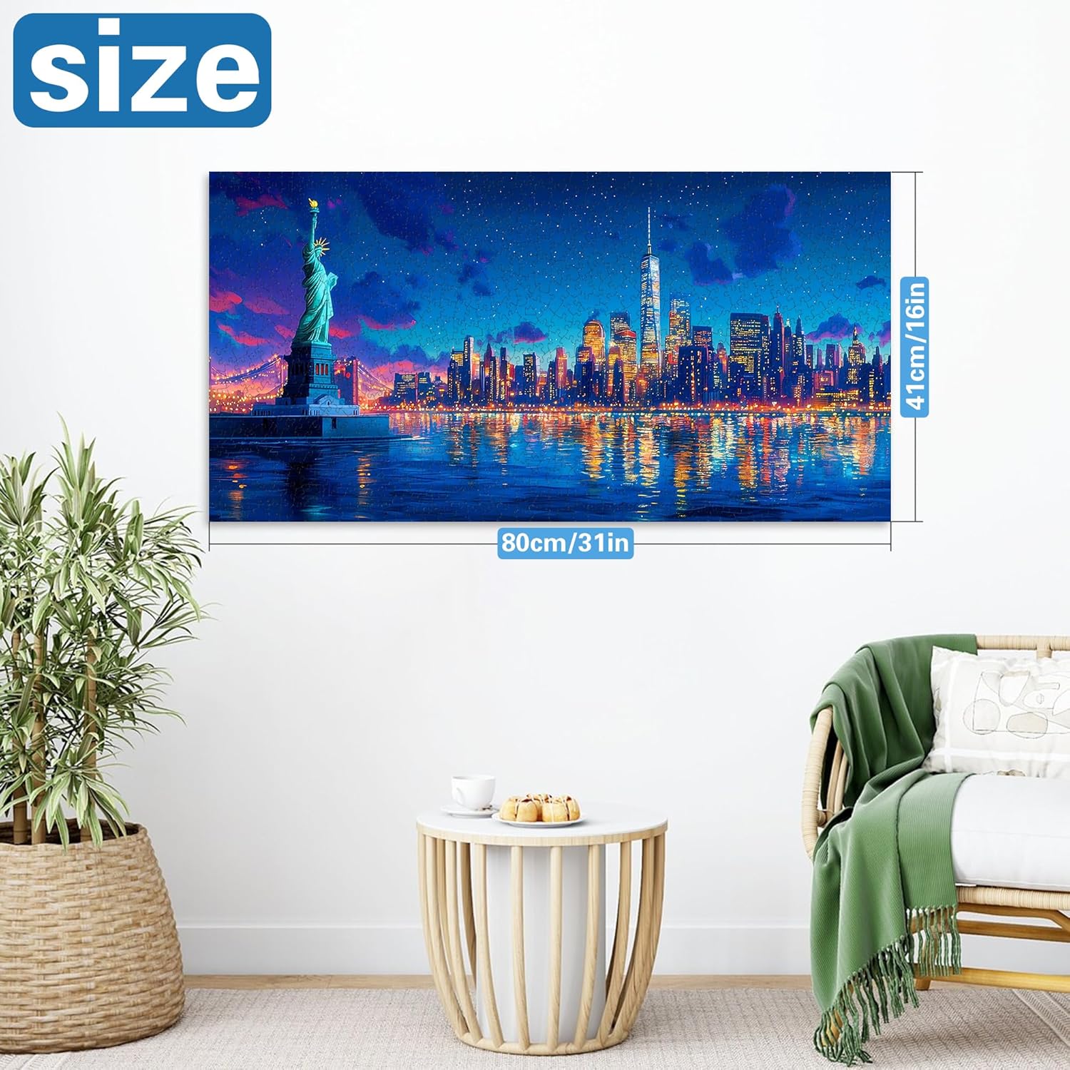 Reofrey Puzzles for Adults 1000 Pieces - New York Nightscape, Special Shape Jigsaw Puzzles, 250th Anniversary Challenging Impossible Puzzle, Fun Family Game & Home Decor Gift (16x31 Inch /41x80cm)