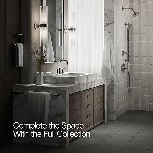 Miniatura 32 de Kohler K-14410-4-BGD Purist - Grifo para lavabo de baño con manijas de palanca baja y boquilla baja, 14406-4-BL Negro mate,Oro rosa vibrante.,Bronce