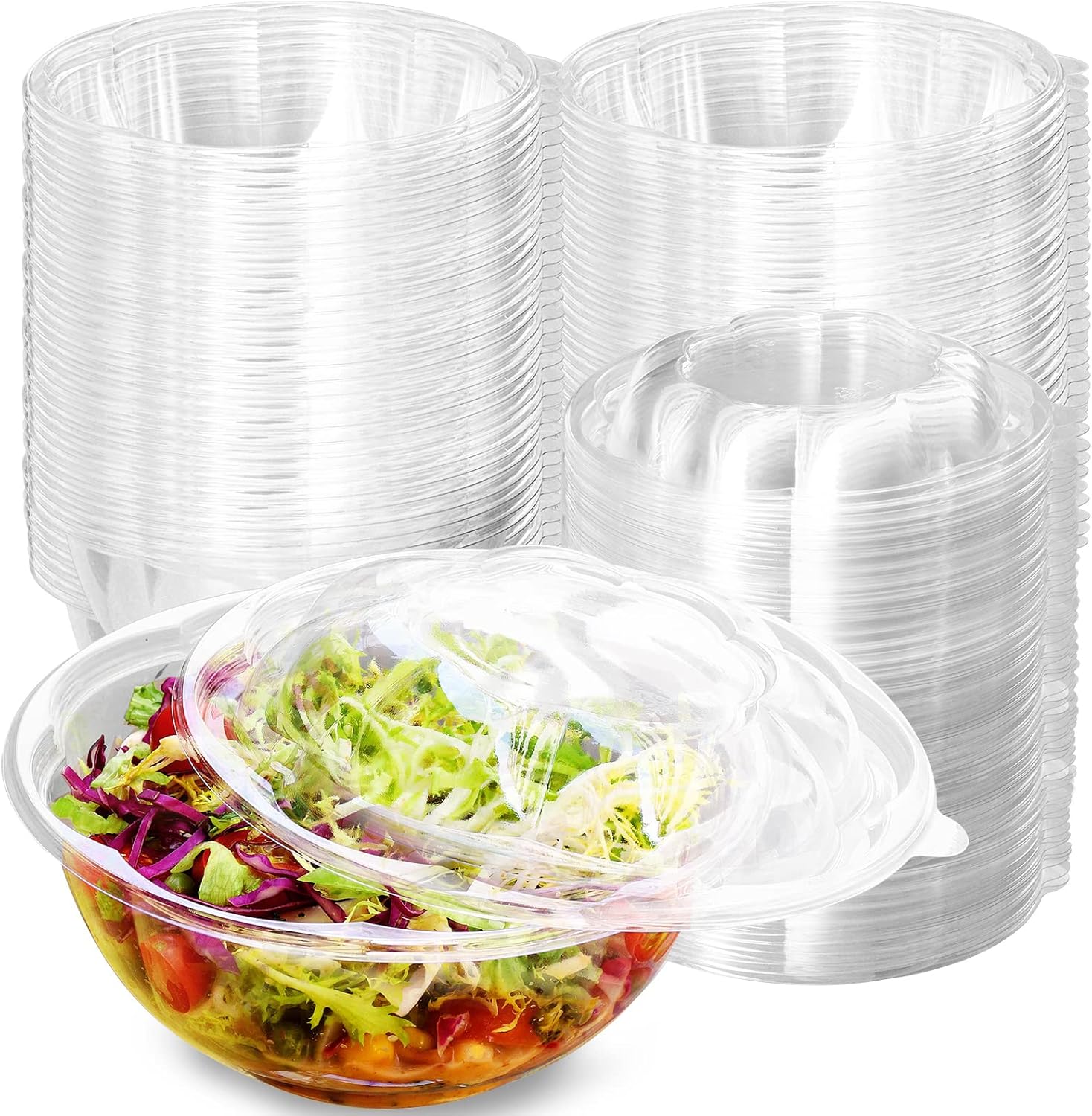 POPMISOLER 252 Pack Clear Plastic Salad Bowls with Lids