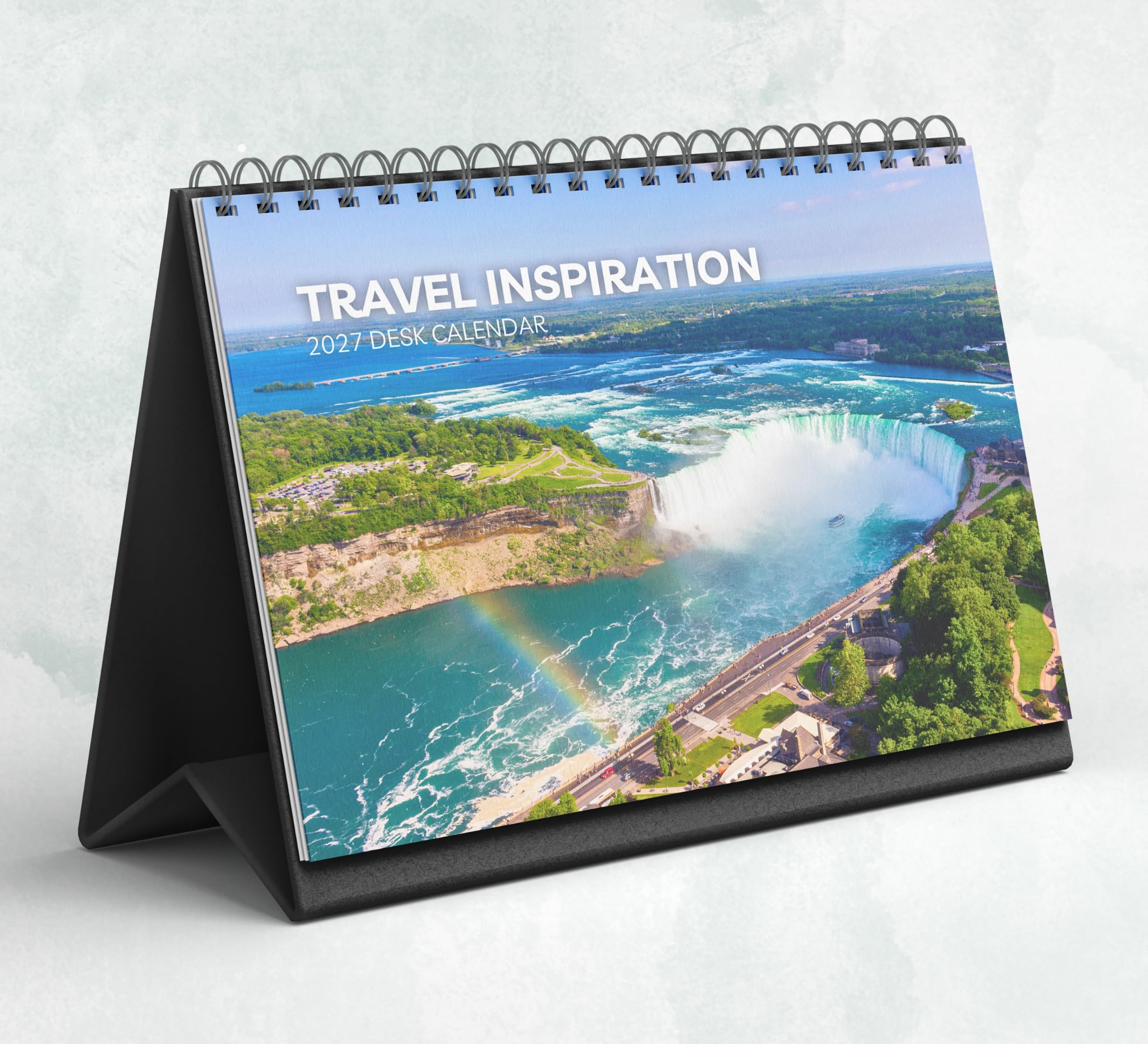 Travel Inspiration Desk Calendar 2027-2028: Standing Flip Desktop Calendar with Thick Paper (15.25cm x 22cm - similar to A5)
