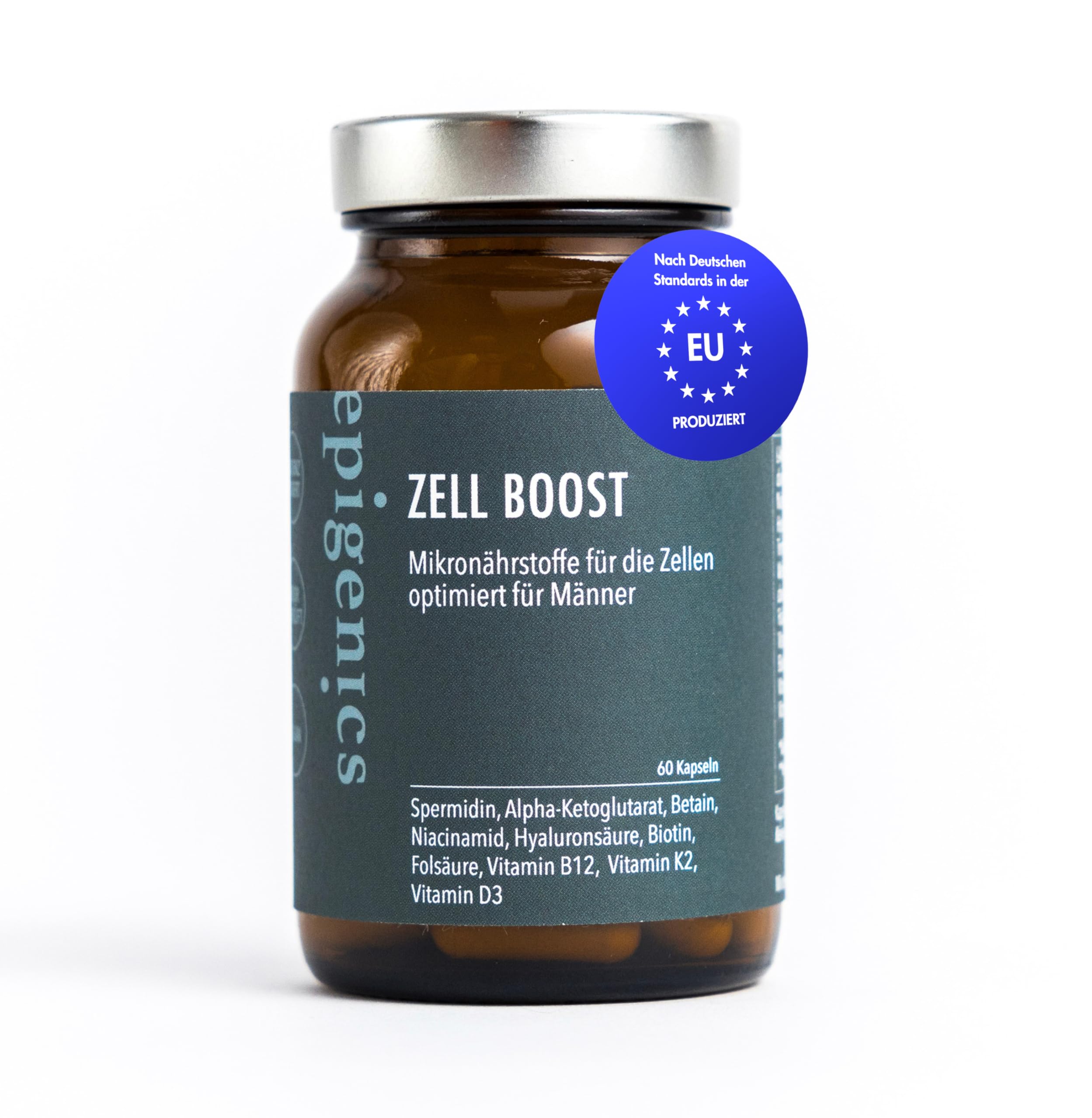 Epigenics Zell Booster Kapseln Männer mit Spermidin, AKG und NAD+ & Vitamine (für 30 Tage) - Nahrungsergänzungsmittel mit Mikronährstoffe für Stoffwechsel - Anti Aging mit TMG, Betain, Folsäure