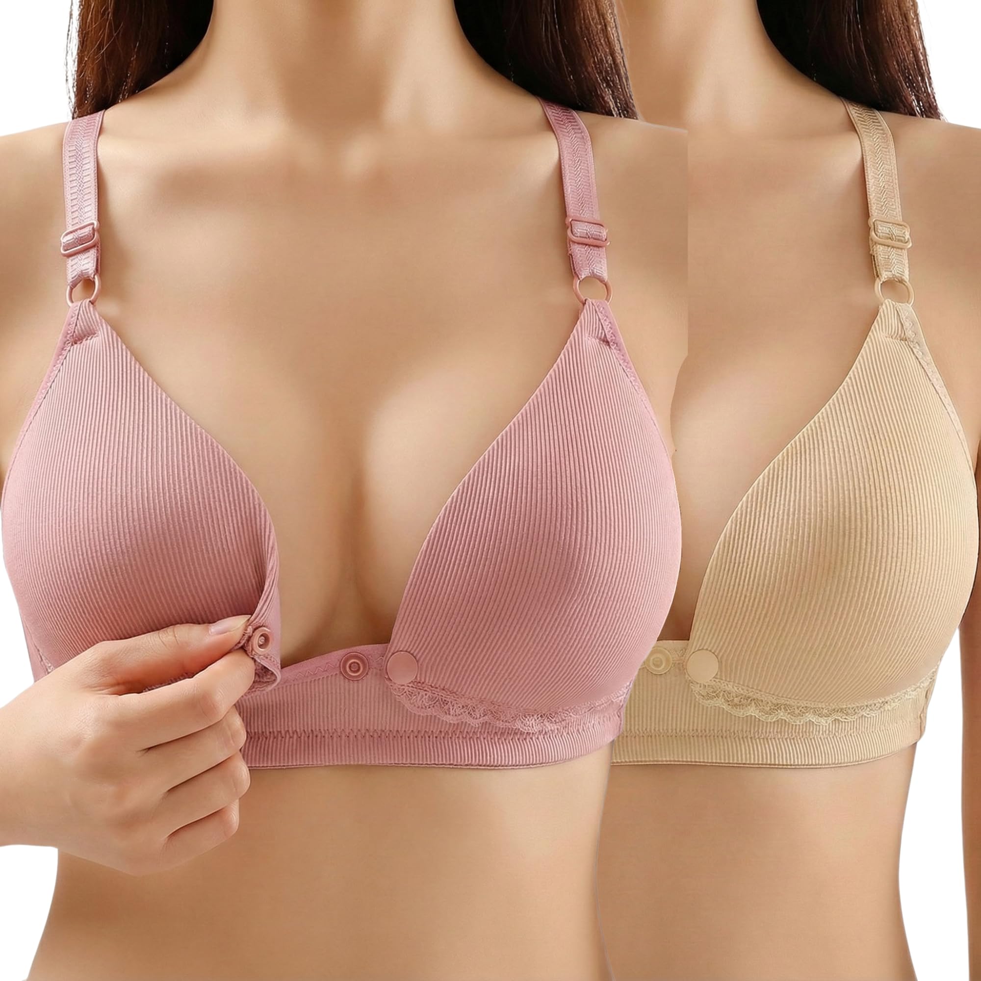 Women Maternity Feeding Bra | Padded Nursing Bra | Front Open Breastfeeding Bra | Non-Wired, Stretchable Poly Cotton for Pregnancy & Lactation