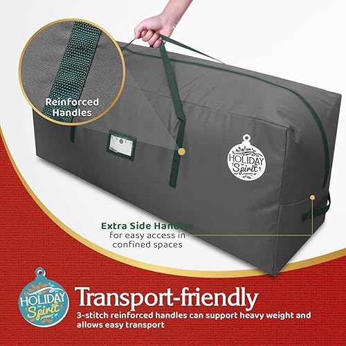Miniatura 2 de HOLIDAY SPIRIT Bolsa de almacenamiento para árbol de Navidad  Bolsa resistente para árbol de Navidad con asas reforzadas duraderas y cremallera,