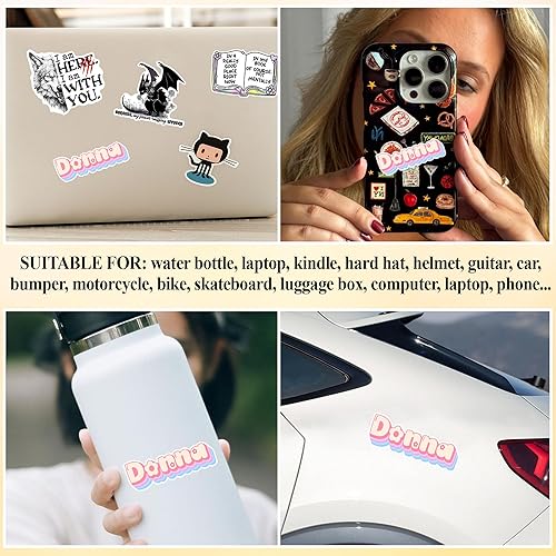 Miniatura 4 de Calcomanía de vinilo con nombre retro personalizada con nombre Vibes Rainbow Pastel Girl, impermeable para botella de agua, funda de teléfono, casco