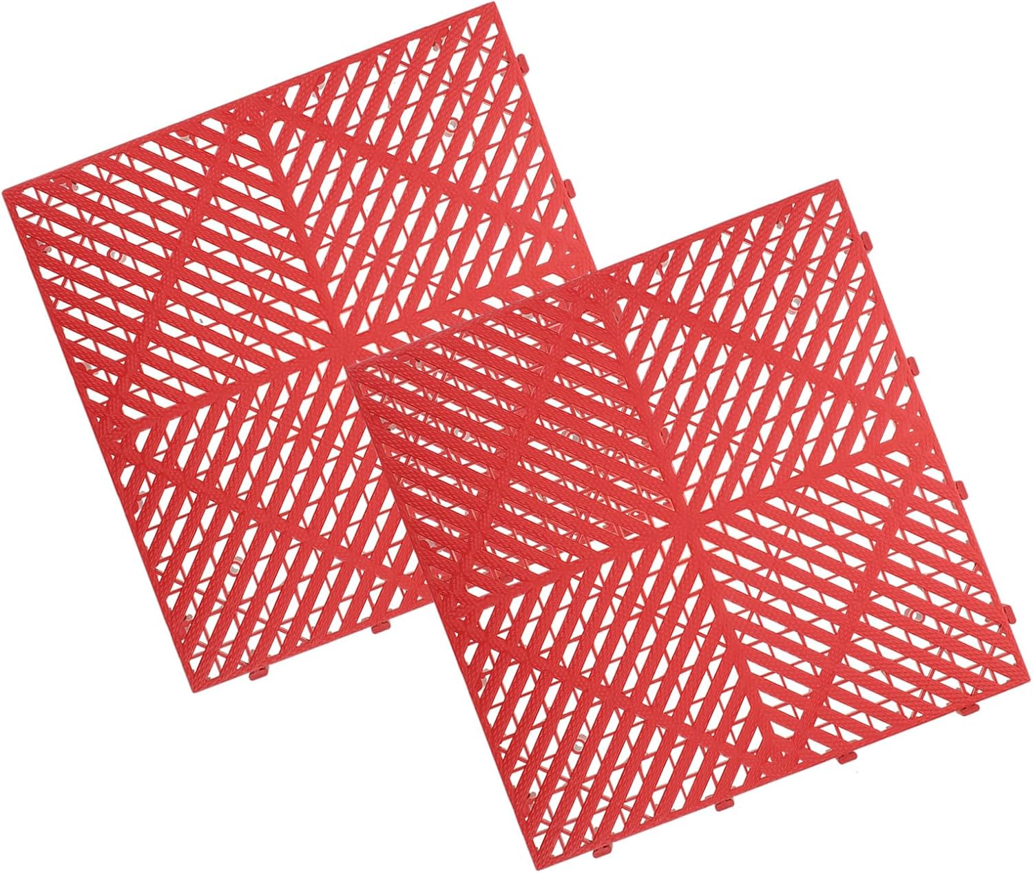 Zerodeko 2pcs Non-Slip Interlocking Drain Floor Tiles Plastic Garage Workshop Grille Mats for Car Wash and Wet Area Flooring