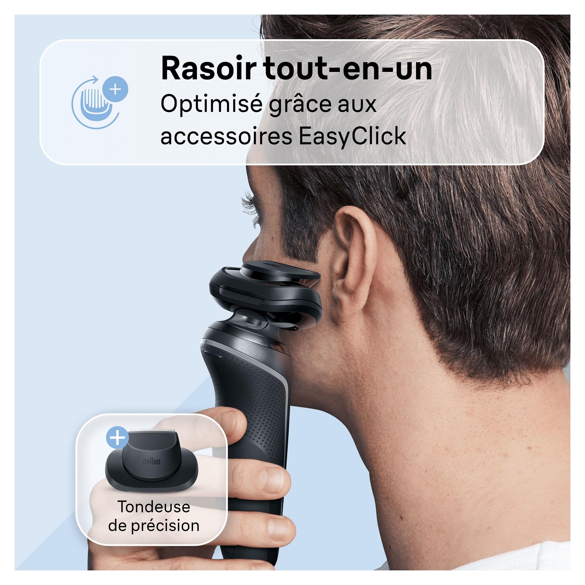 Braun Rasoir Electrique Pour Hommes Series 6 61-N1200s, Gris, A Grille Sans Fil, Coffret De Rasage Avec Accessoire Tondeuse De Précision, Avec Tête Pivotante Pour Bien Raser La Barbe Et Le Visage