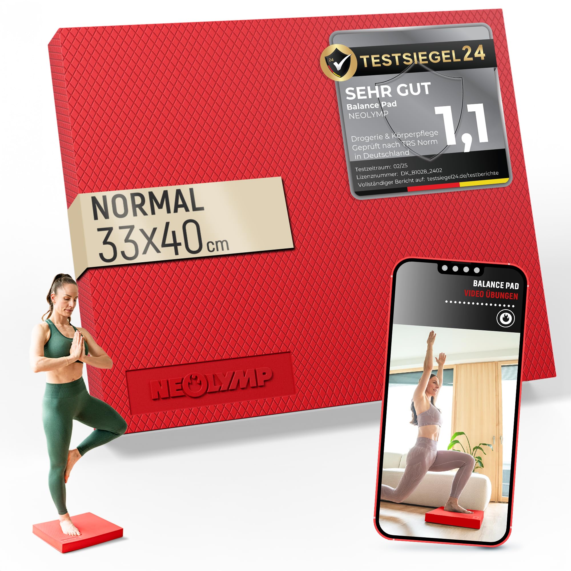 NEOLYMP Balance Pad - Rutschfestes Gleichgewichtstrainer für Physio & Reha - Balance Kissen Gelenkstärkend, Schweißfest, Elastisch - Ideal für Yoga, Gym & Zuhause - Balance Board Training