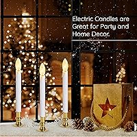 Vista 4 de Lámpara de vela eléctrica de Navidad con base chapada en latón, del atardecer al amanecer, sensor automático, enciende la vela en la oscuridad y se