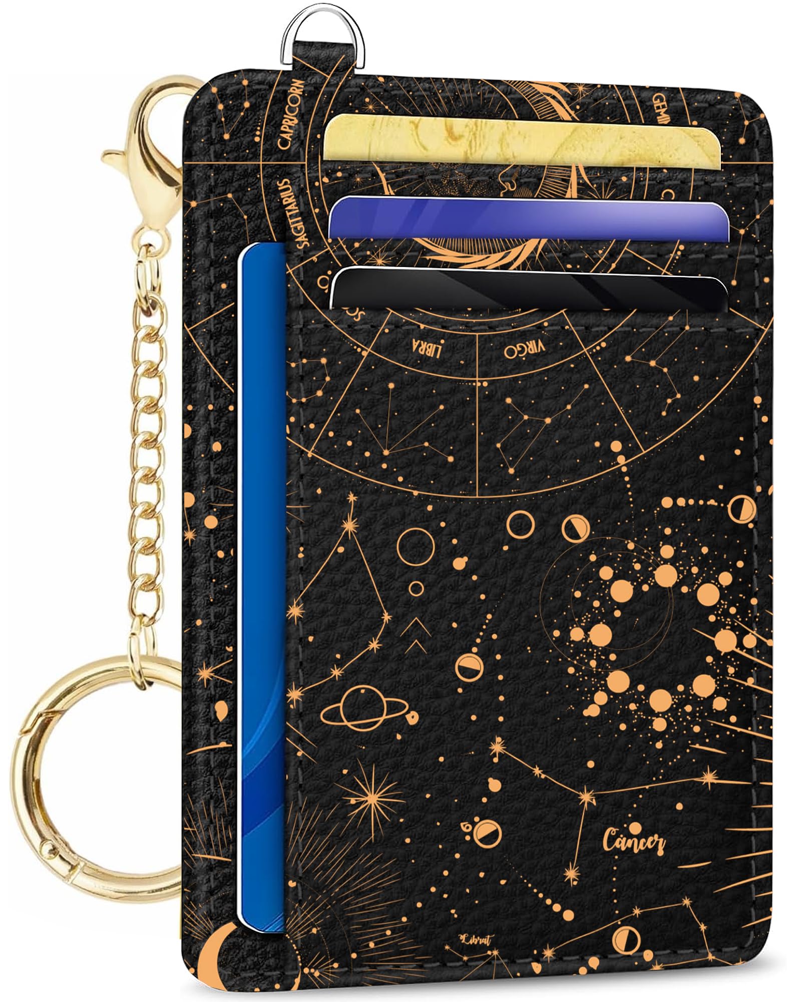 METALPHA Credit Card Holder Slim Wallet, Small Wallets Woman RFID Wallet Women, Front Pocket Cute Funny Mini Thin ID Card holders (witchy sky)