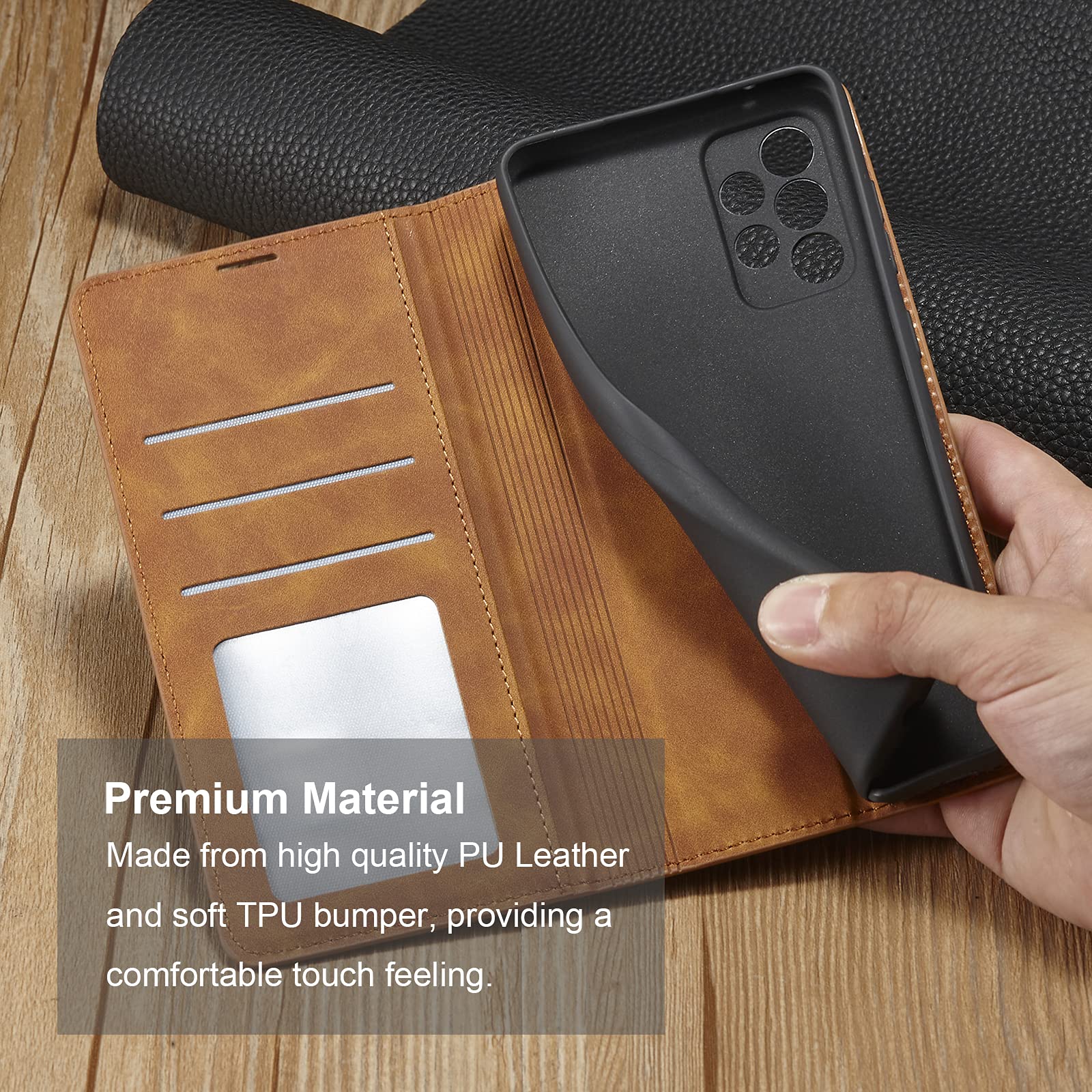 QLTYPRI Etui do Samsung Galaxy A52 4G/5G/A52S 5G, wysokiej jakości skóra PU, pokrowiec z TPU, zderzak z uchwytem na karty, podpórka, ukryta adsorpcja magnetyczna, etui z klapką i portfelem, do Samsung