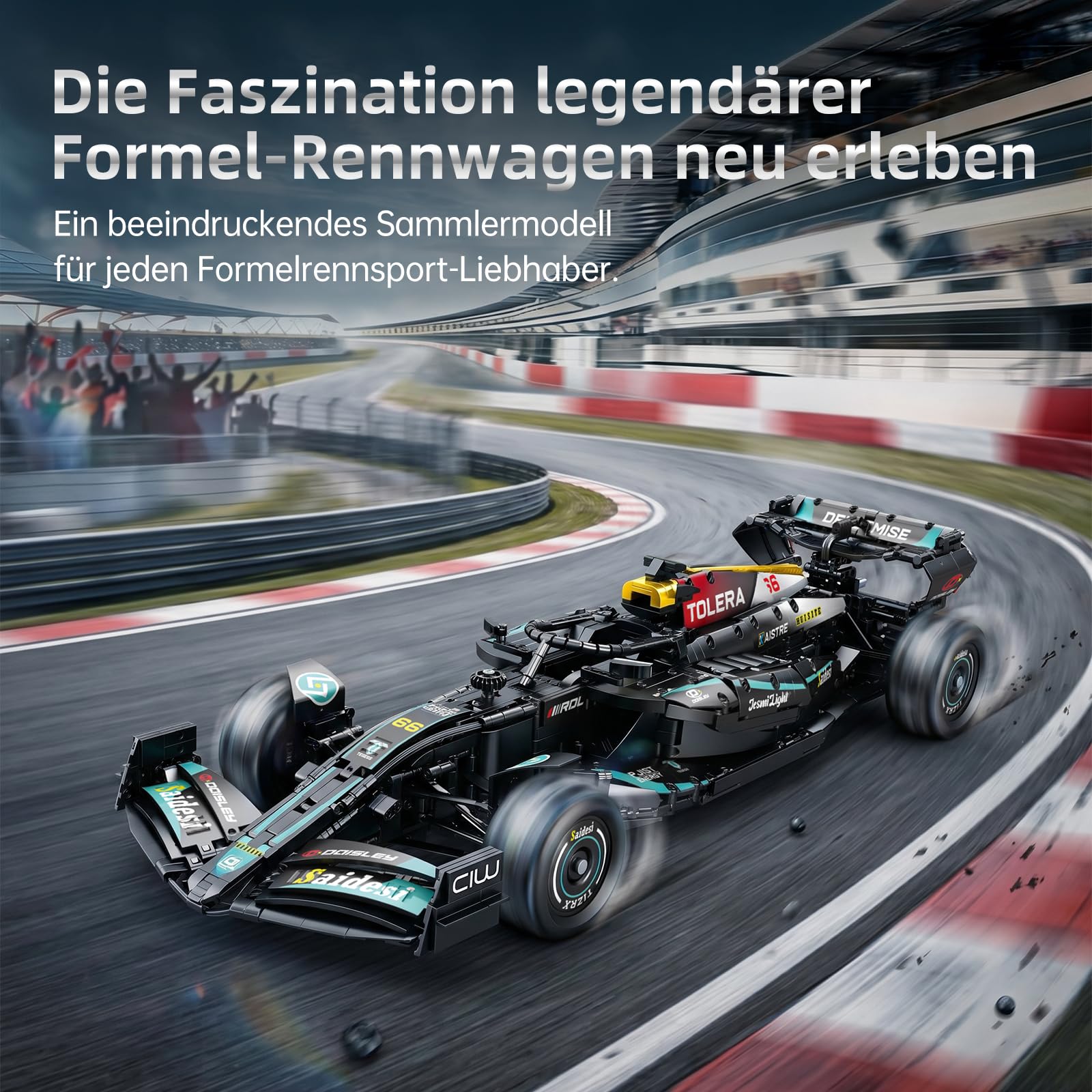 Reobrix 11040 F1 Rennwagen Klemmbausteine Set im Maßstab 1:8Formula Racing Bausteinset (3473 Teile)