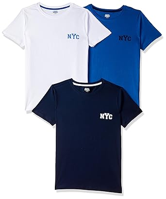 Amazon Brand - Jam & Honey Boy's Plain Regular fit Cotton T-Shirt