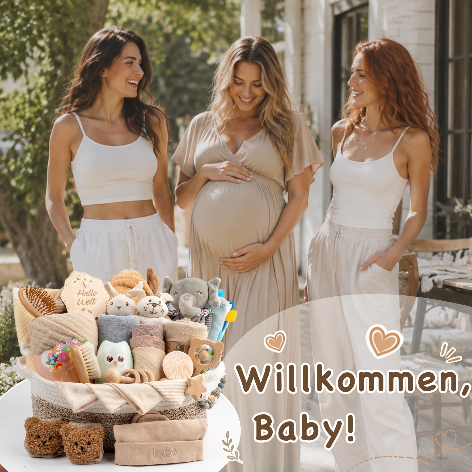Baby Geschenk 30-teilig, Neugeborenen Geschenk, Baby Set zur Geburt (Braun)
