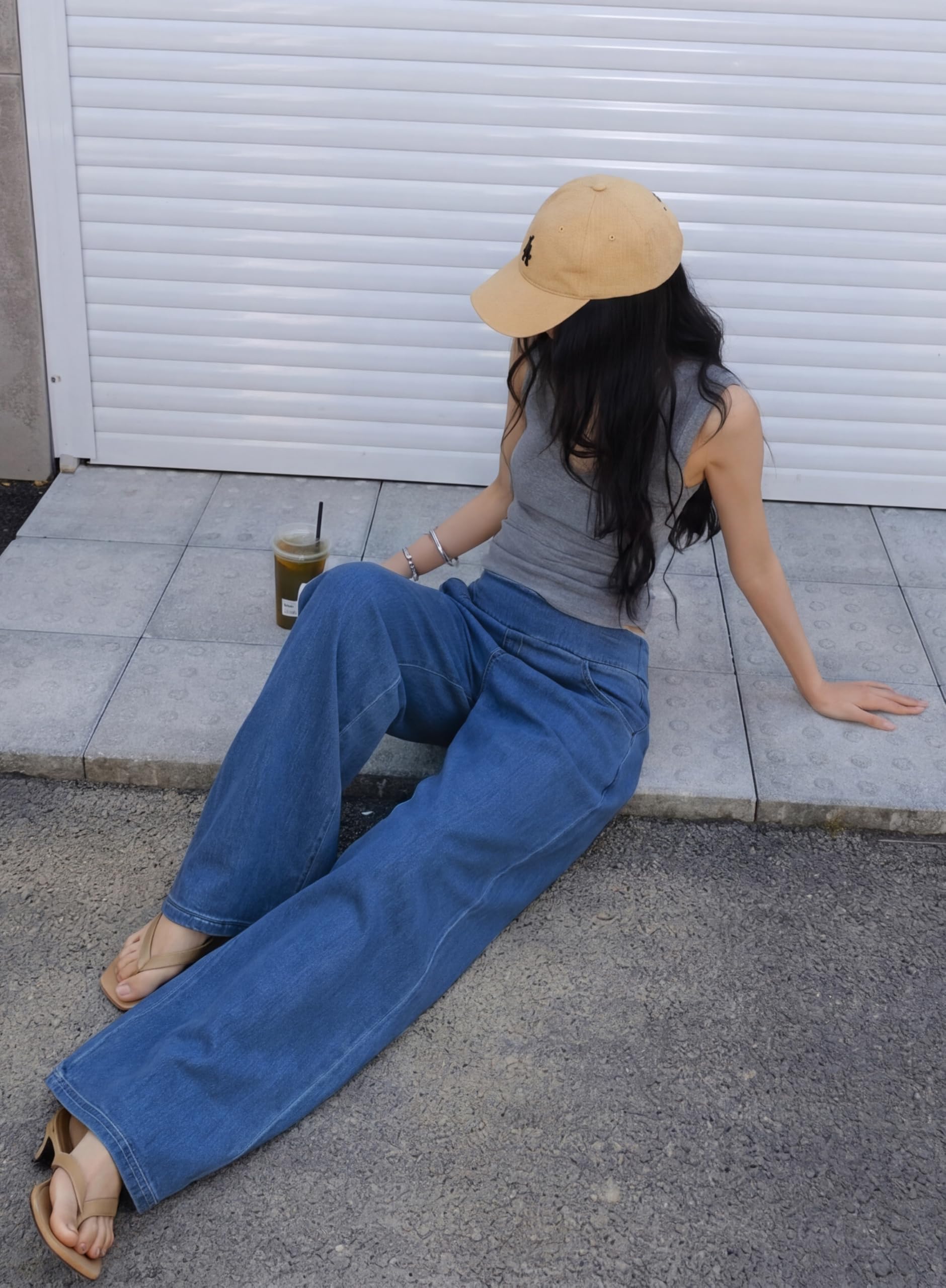 LaiEr Jeans a Gamba Larga da Donna,Vita Alta,Modellante sulla Pancia,Taglio Dritto e Ampio,Alta Elasticità Baggy,Senza Sbiaditure,Adatto per Tempo Libero,Yoga e Fitness,Jeans Elastici a Gamba Larga