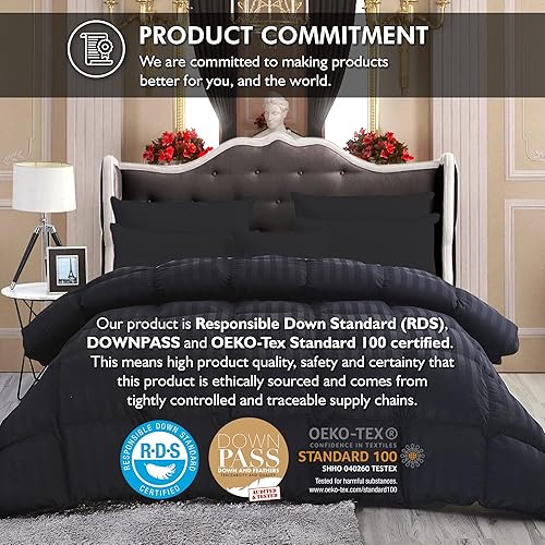 Miniatura 3 de Lujoso edredón de plumón de ganso siberiano tamaño King, relleno de edredón, 1200 hilos, 100% algodón egipcio, 70 onzas Peso de relleno, 1200 TC,