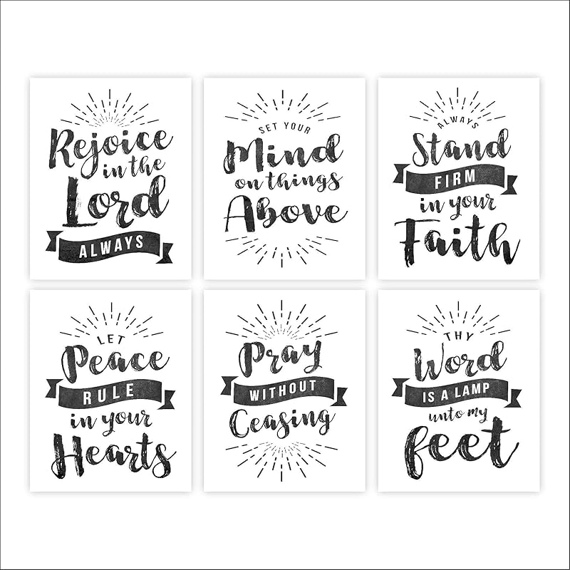 Scripture Wall Art Christian Prints (Set of 6) Unframed 8x10s Chalkboard Bible