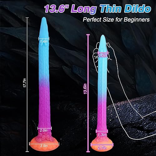 Miniatura 10 de Consolador anal de tentáculo de 17.7 pulgadas de largo, juguetes sexuales anales, consolador de monstruo luminoso, consolador de dragón de fantasía,