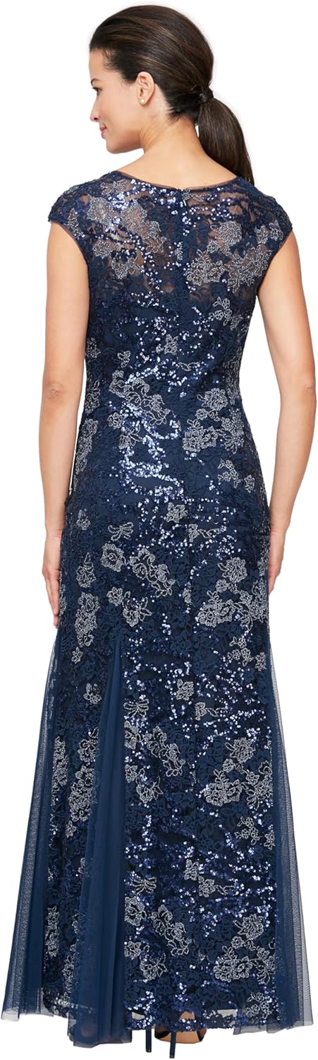 Alex Evenings Women's Long Fit and Flare Dress Godet Detail (Petite and Regular) - Image 2