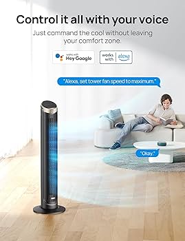 Amazon | Dreo 扇風機 タワーファン 家庭用 屋内用 90°振動